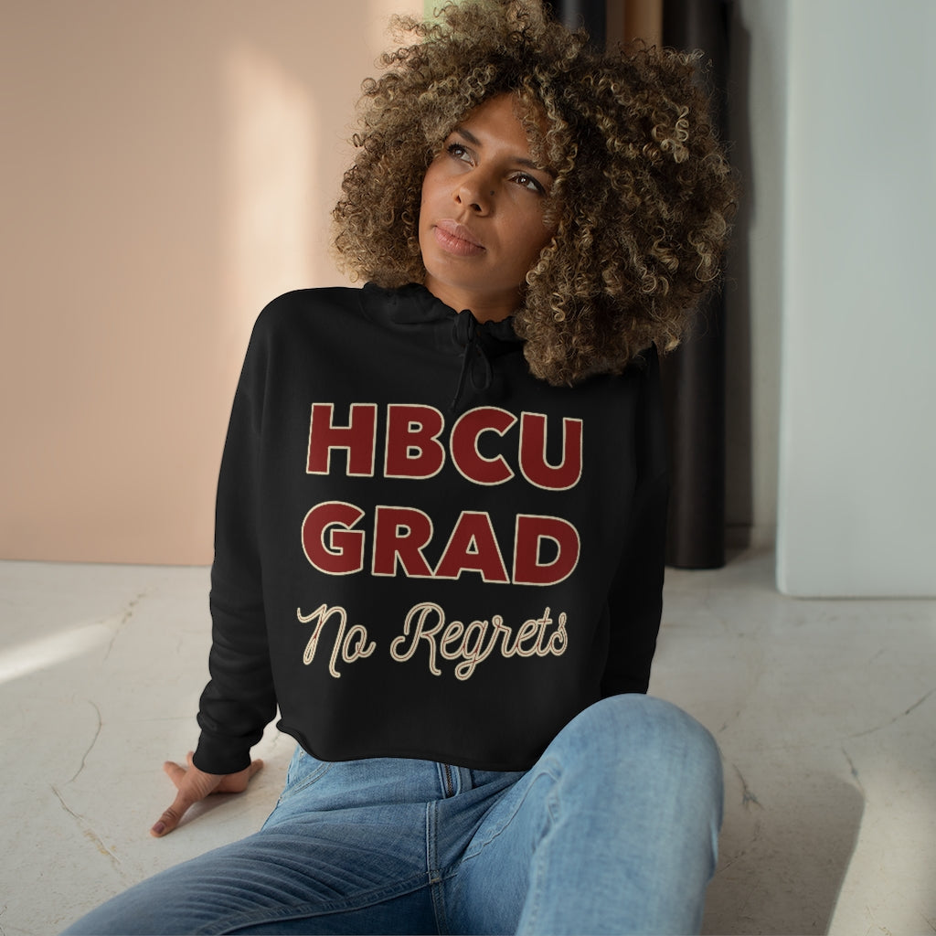 HBCU GRAD 'No Regrets' Crop Hoodie | Crimson & Cream