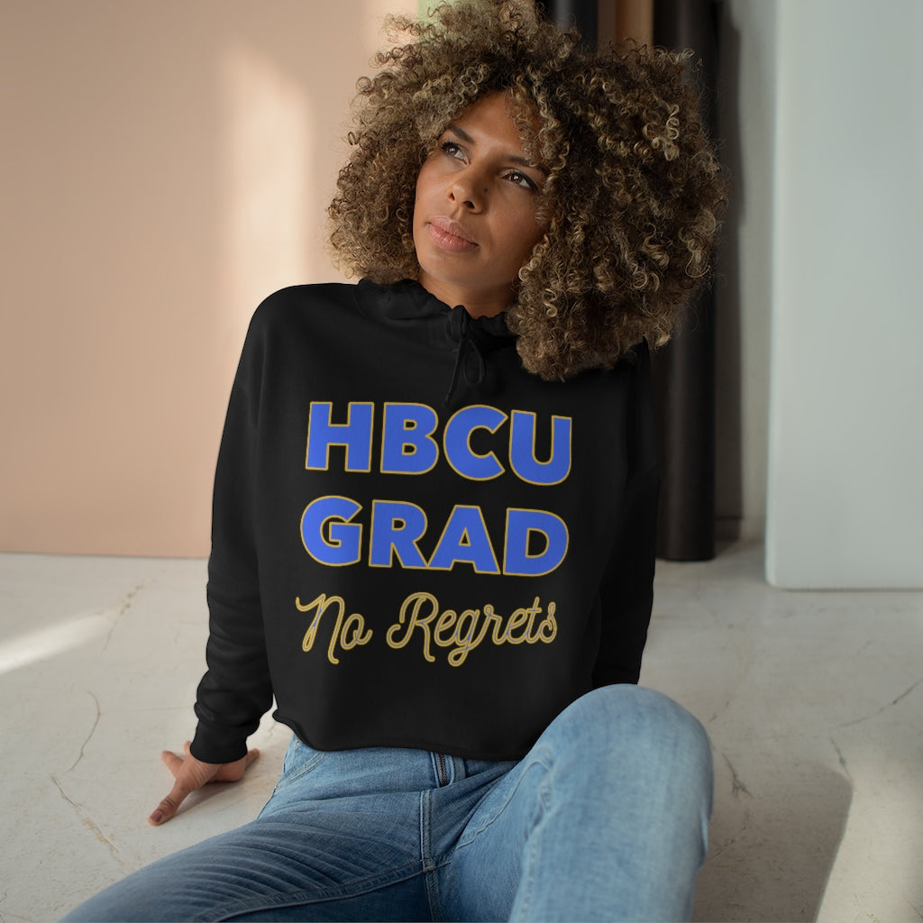 HBCU GRAD 'No Regrets' Crop Hoodie | Royal Blue & Gold