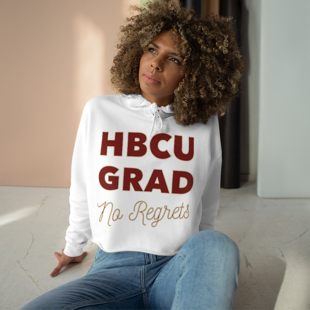 HBCU GRAD 'No Regrets' Crop Hoodie | Crimson & Cream