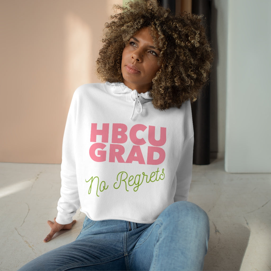 HBCU GRAD 'No Regrets' Crop Hoodie | Pink & Green