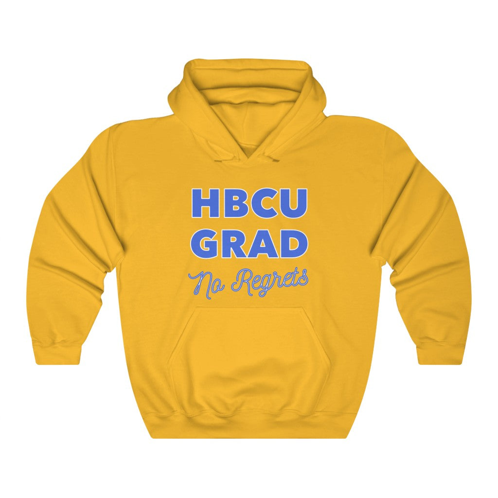 HBCU GRAD 'no regrets' Pullover Hoodie | Royal Blue & Gold