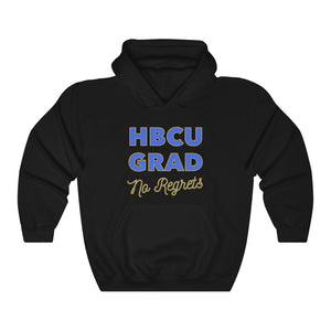 HBCU GRAD 'no regrets' Pullover Hoodie | Royal Blue & Gold