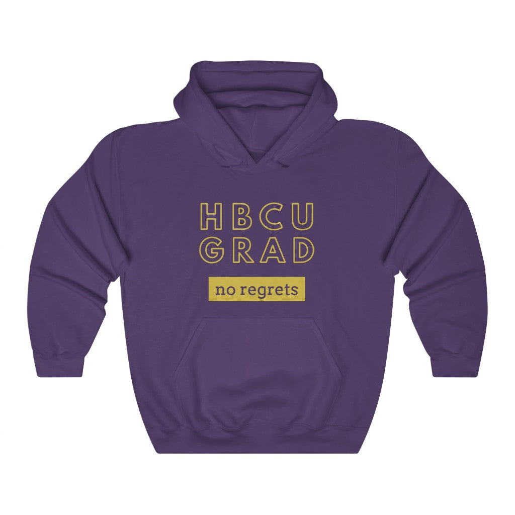 HBCU GRAD 'no regrets' Pullover Hoodie | Purple & Gold