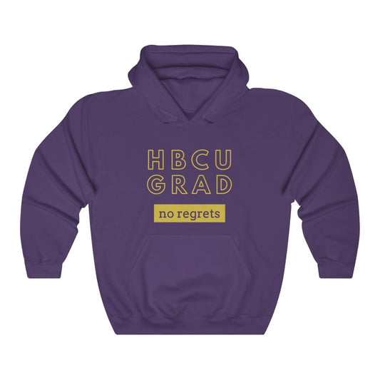 HBCU GRAD 'no regrets' Pullover Hoodie | Purple & Gold