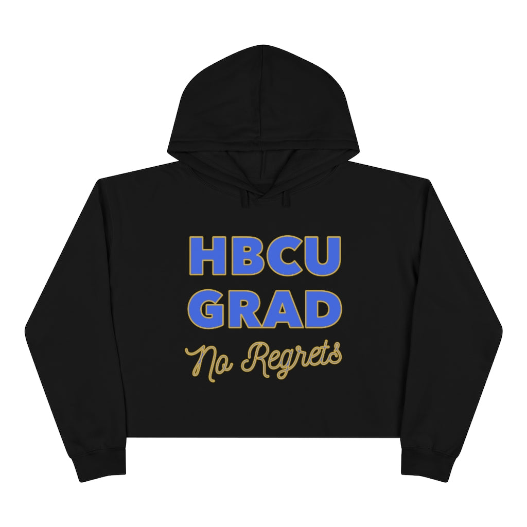 HBCU GRAD 'No Regrets' Crop Hoodie | Royal Blue & Gold