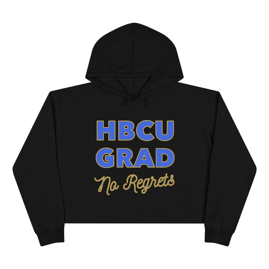 HBCU GRAD 'No Regrets' Crop Hoodie | Royal Blue & Gold