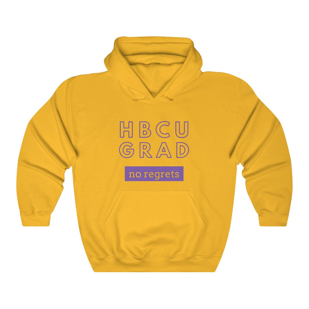 HBCU GRAD 'no regrets' Pullover Hoodie | Purple & Gold