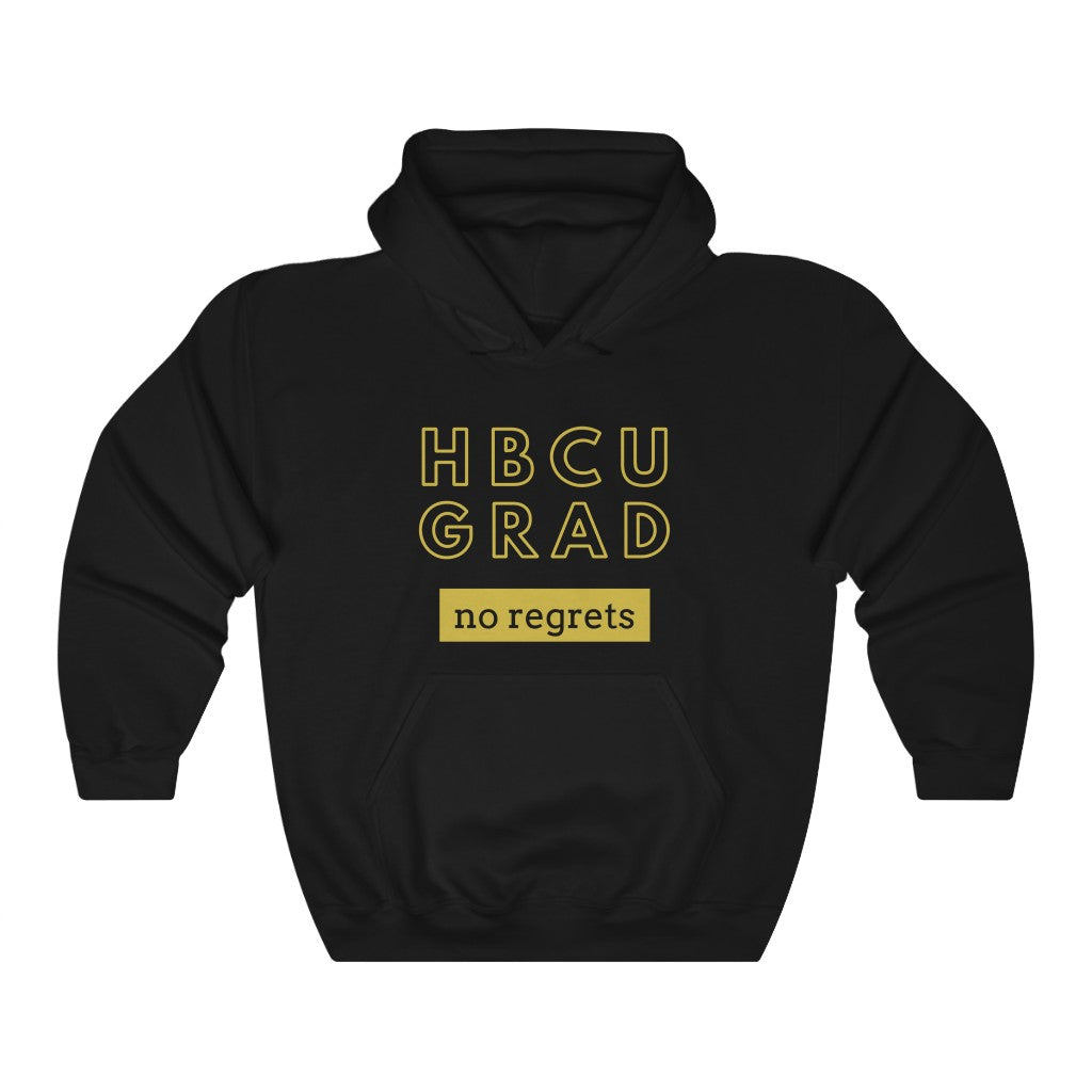 HBCU GRAD 'no regrets' Pullover Hoodie | Black & Gold