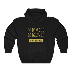 HBCU GRAD 'no regrets' Pullover Hoodie | Black & Gold