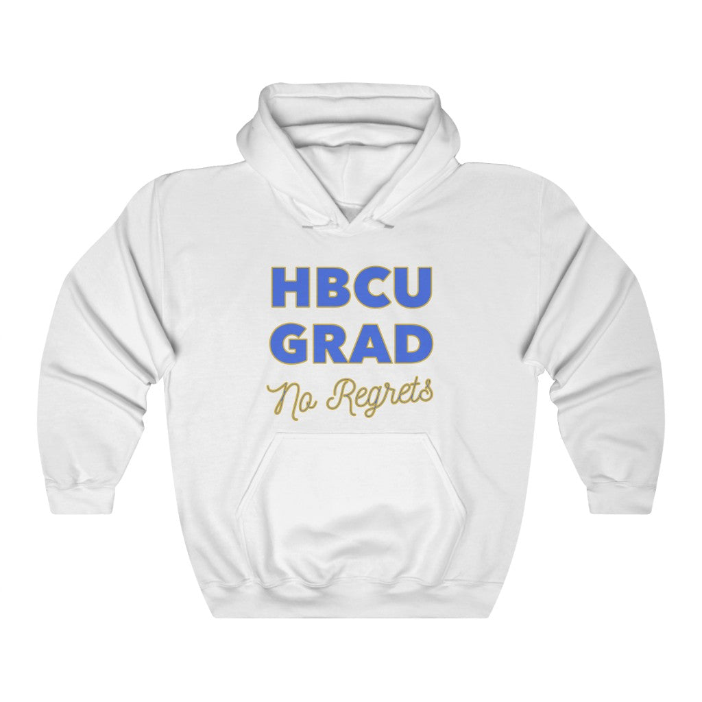 HBCU GRAD 'no regrets' Pullover Hoodie | Royal Blue & Gold