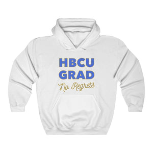 HBCU GRAD 'no regrets' Pullover Hoodie | Royal Blue & Gold